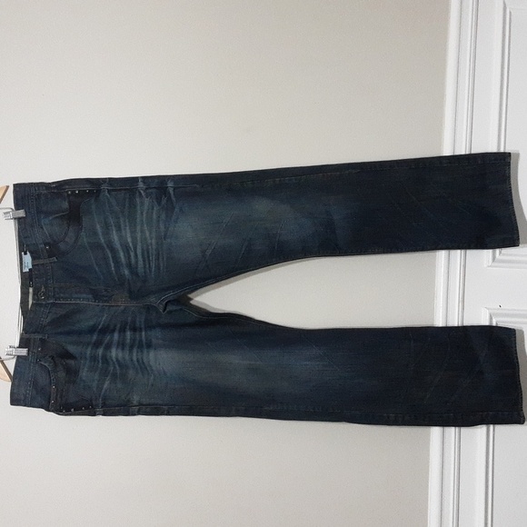 Projek  Raw jean men's 40 straight legs leather trim distressed Y2k Loose Rodeo - Picture 1 of 11